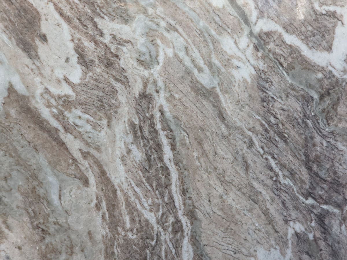 Kashmiri Brown marble slab, polished, close view of the veining at Selection Granite & Marble, Palanpur